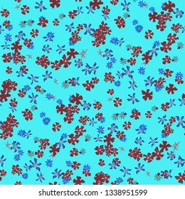 Small Floral Seamless Texture with Delicate Wild Flowers. Girlie Rapport for Wallpaper, Linen, Chintz in Trendy Country Style. Colorful Seamless Pattern with Tiny Flowers. Vector Background