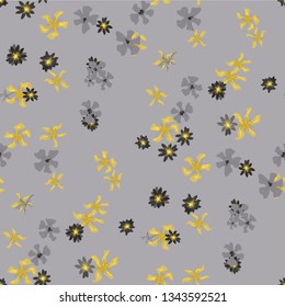Small Floral Seamless Texture with Delicate Wild Flowers. Feminine Rapport for Wallpaper, Dress, Underwear in Trendy Country Style. Colorful Seamless Pattern with Tiny Flowers. Vector Background