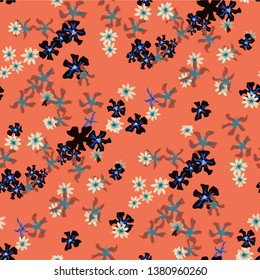 Small Floral Seamless Texture with Delicate Wild Flowers. Girlie Rapport for Wallpaper, Linen, Chintz in Trendy Liberty Style. Colorful Seamless Pattern with Tiny Flowers. Vector Background