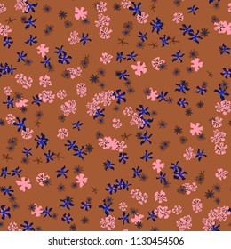 Small Floral Seamless Texture with Gentle Wild Flowers. Girlie Rapport for Wallpaper, Dress, Underwear in Trendy Liberty Style. Colorful Seamless Pattern with Tiny Flowers. Vector Background