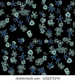 Small Floral Seamless Texture with Gentle Wild Flowers. Girlie Rapport for Cloth, Cotton, Underwear in Trendy Country Style. Colorful Seamless Pattern with Tiny Flowers. Vector Background