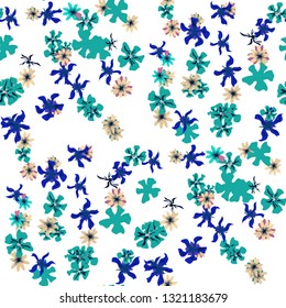 Small Floral Seamless Texture with Gentle Wild Flowers. Girlie Rapport for Cloth, Dress, Underwear in Trendy Liberty Style. Colorful Seamless Pattern with Tiny Flowers. Vector Background