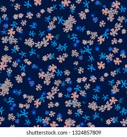 Small Floral Seamless Texture with Gentle Wild Flowers. Feminine Rapport for Wallpaper, Dress, Underwear in Trendy Liberty Style. Colorful Seamless Pattern with Tiny Flowers. Vector Background