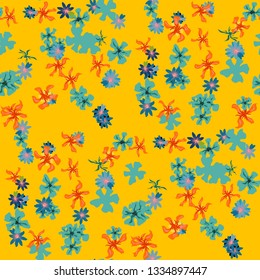 Small Floral Seamless Texture with Gentle Wild Flowers. Girlie Rapport for Cloth, Cotton, Underwear in Trendy Liberty Style. Colorful Seamless Pattern with Tiny Flowers. Vector Background