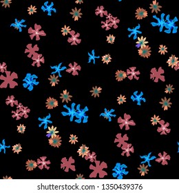 Small Floral Seamless Texture with Gentle Wild Flowers. Girlie Rapport for Print, Linen, Chintz in Trendy Country Style. Colorful Seamless Pattern with Tiny Flowers. Vector Background