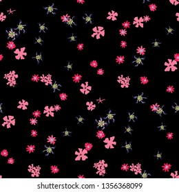 Small Floral Seamless Texture with Gentle Wild Flowers. Feminine Rapport for Print, Linen, Chintz in Trendy Country Style. Colorful Seamless Pattern with Tiny Flowers. Vector Background