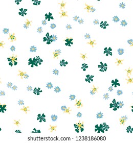 Small Floral Seamless Texture with Lovely Wild Flowers. Girlie Rapport for Cloth, Dress, Underwear in Trendy Liberty Style. Colorful Seamless Pattern with Tiny Flowers. Vector Background