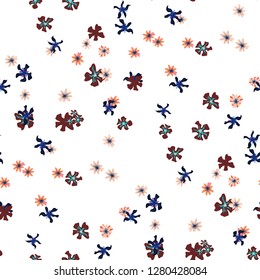 Small Floral Seamless Texture with Lovely Wild Flowers. Feminine Rapport for Cloth, Dress, Underwear in Trendy Country Style. Colorful Seamless Pattern with Tiny Flowers. Vector Background