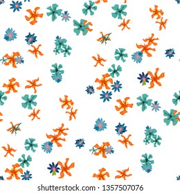 Small Floral Seamless Texture with Lovely Wild Flowers. Feminine Rapport for Cloth, Dress, Underwear in Trendy Liberty Style. Colorful Seamless Pattern with Tiny Flowers. Vector Background