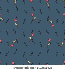 small floral tulips pattern seamless vector.Applicable for gift box, wrapping paper ,coverbook,  banner, social media , fabric motif, bikini, nightdress, summer dress, frieze, soft case, batik, 
