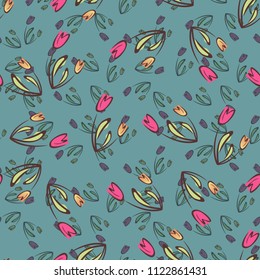 small floral tulips pattern seamless vector. Applicable for gift box, wrapping paper ,coverbook,  banner, social media , fabric motif, bikini, nightdress, summer dress, frieze, soft case, batik, 