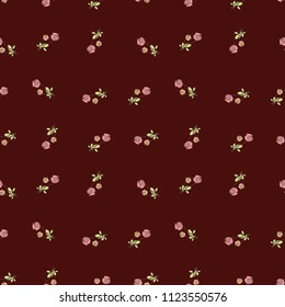 small floral tulips pattern seamless vector maroon background