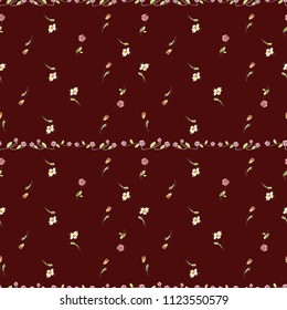 small floral tulips pattern seamless vector. Applicable for gift box, wrapping paper ,coverbook,  banner, social media , fabric motif, bikini, nightdress, summer dress, frieze, soft case, batik, 