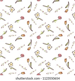 small floral tulips pattern seamless vector. Applicable for gift box, wrapping paper ,coverbook,  banner, social media , fabric motif, bikini, nightdress, summer dress, frieze, soft case, batik, 