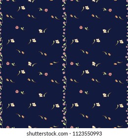 small floral tulips pattern seamless vector. Applicable for gift box, wrapping paper ,coverbook,  banner, social media , fabric motif, bikini, nightdress, summer dress, frieze, soft case, batik, 