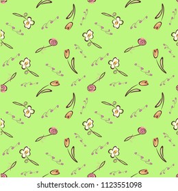 small floral tulips pattern seamless vector. Applicable for gift box, wrapping paper ,coverbook,  banner, social media , fabric motif, bikini, nightdress, summer dress, frieze, soft case, batik, 