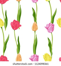small floral tulips pattern seamless vector. Applicable for gift box, wrapping paper ,coverbook,  banner, social media , fabric motif, bikini, nightdress, summer dress, frieze, soft case, batik, 