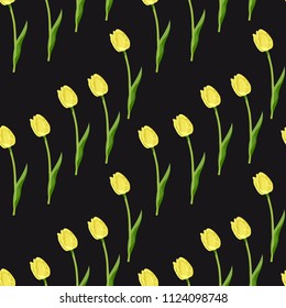 small floral tulips pattern seamless vector. Applicable for gift box, wrapping paper ,coverbook,  banner, social media , fabric motif, bikini, nightdress, summer dress, frieze, soft case, batik, 
