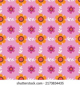 Small Flower 70's Retro Seamless Pattern. 60s and 70s  tile .Design for fashion , fabric, textile, wallpaper, cover, web , wrapping and all prints 
