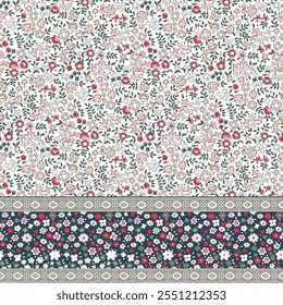 Pequeño patrón de borde de flores sobre fondo