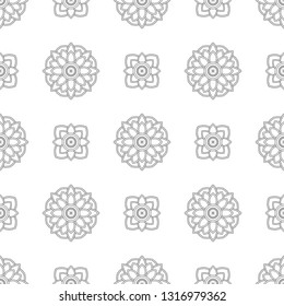 Small flower fabric print in black, white colours. Allover folk vector pattern for adult colouring book, interior, wallpaper, apparel textile, phone case. Oriental linear geometric floral design