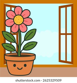 a small flower garden near the window