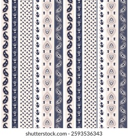 small flower and paisley border seamless pattern on background