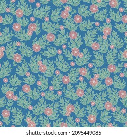 Small flower pattern. Vintage сute floral seamless background. Floral bouquet vector pattern with small flowers and leaves
