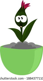 Small flower in the pot,illustration,vector on white background
