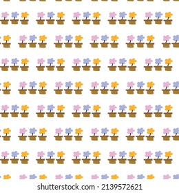 small flower pots colorful pattern on white background