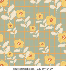 Small flower seamless pattern. Abstract floral ornament. Simple botanical backdrop. Design for fabric , textile print, surface, wrapping, cover. Vintage vector illustration