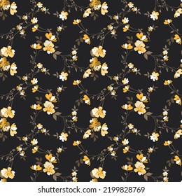 small flower seamless pattern on black background