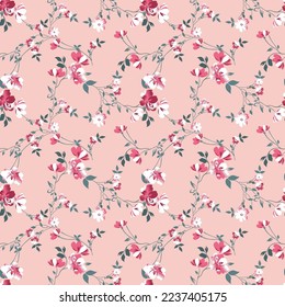 small flower seamless pattern on pink background