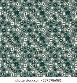 small flower seamless pattern on green background