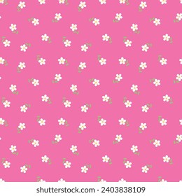 small flower seamless pattern on pink background