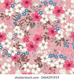 small flower seamless pattern on pink background