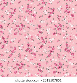 small flower seamless pattern on pink background