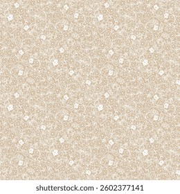 Small flower seamless pattern on light brown background Flower pattern. Ditsy floral seamless pattern. Hand draw pattern. Ditsy print. Wallpaper surface design for fashion, fabric, wrapping