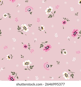 small flower seamless pattern on pink background