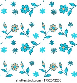 Small Flowers. Background. Seamless Doodle with