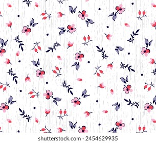 Small flowers and butterflies on melange pattern