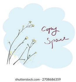 small flowers with copy space illustration vector sketch with black lines