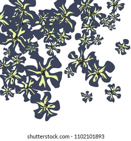 Small Flowers. Cute Little Violets on White Background. Vector Texture for Banner, Cover, Print. Trendy Natural Ground in Vintage Style.
