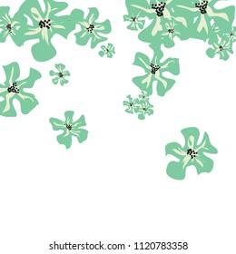 Small Flowers. Cute Little Violets on White Background. Vector Texture for Banner, Card, Poster. Trendy Natural Ground in Vintage Style.