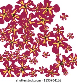 Small Flowers. Cute Little Violets on White Background. Vector Texture for Banner, Cover, Poster. Trendy Natural Ground in Vintage Style.
