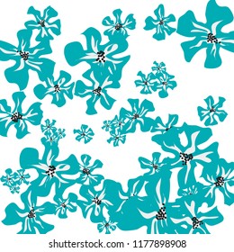 Small Flowers. Cute Little Violets on White Background. Vector Texture for Banner, Cover, Print. Trendy Natural Ground in Vintage Style.