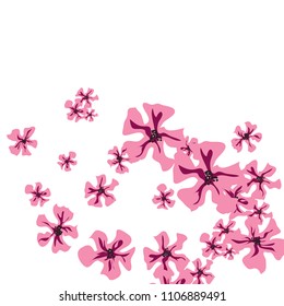 Small Flowers. Cute Tiny Violets on White Background. Vector Texture for Banner, Cover, Poster. Trendy Natural Ground in Vintage Style.