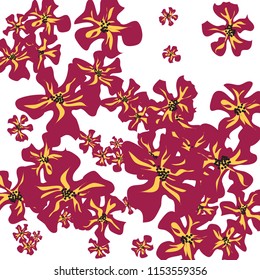 Small Flowers. Cute Tiny Violets on White Background. Vector Texture for Banner, Card, Poster. Trendy Natural Ground in Vintage Style.