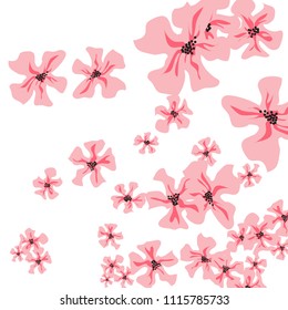 Small Flowers. Cute Small Violets on White Background. Vector Texture for Banner, Cover, Print. Trendy Natural Ground in Vintage Style.