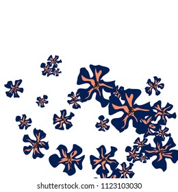 Small Flowers. Cute Small Violets on White Background. Vector Texture for Banner, Cover, Print. Trendy Natural Ground in Vintage Style.